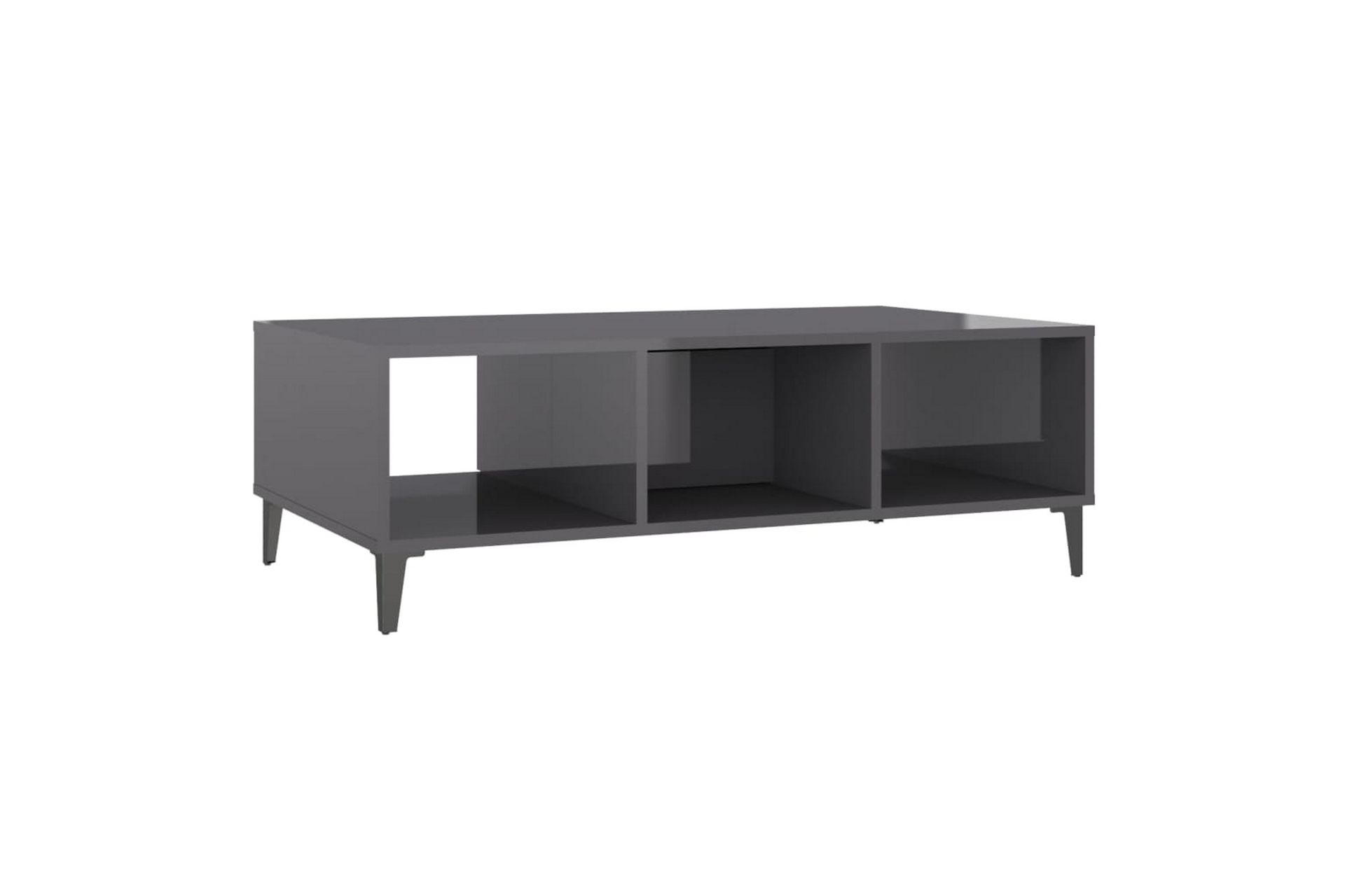 Sohvapöytä korkeakiilto harmaa 103,5x60x35 cm lastulevy - Harmaa - Huonekalut - Pöytä & ruokailuryhmä - Sohvapöytä