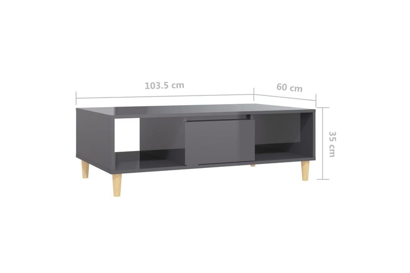 Sohvapöytä korkeakiilto harmaa 103,5x60x35 cm lastulevy - Huonekalut - Pöytä & ruokailuryhmä - Sohvapöytä