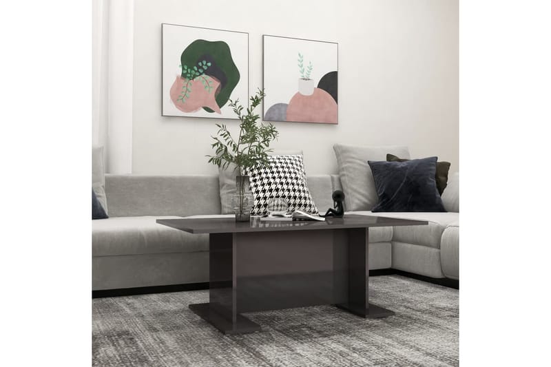Sohvapöytä korkeakiilto harmaa 103,5x60x40 cm lastulevy - Huonekalut - Pöytä & ruokailuryhmä - Sohvapöytä