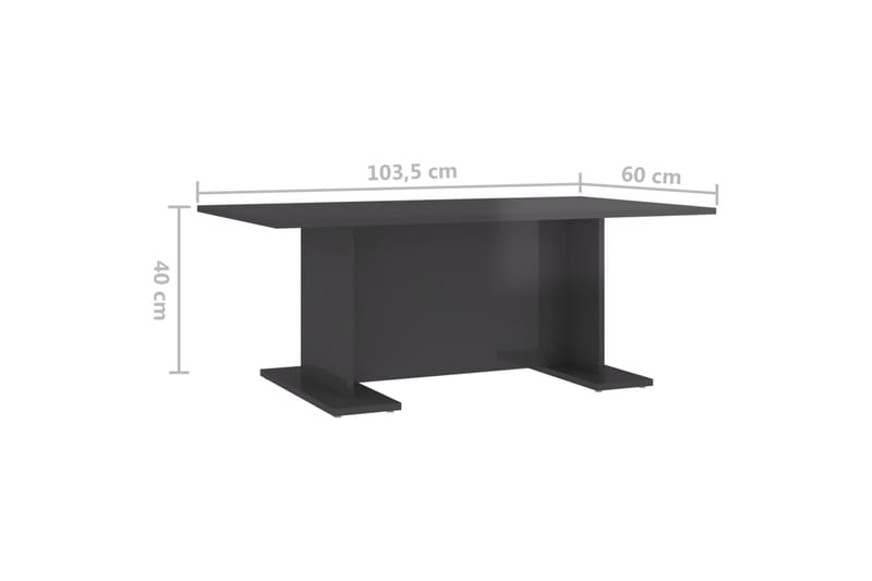 Sohvapöytä korkeakiilto harmaa 103,5x60x40 cm lastulevy - Huonekalut - Pöytä & ruokailuryhmä - Sohvapöytä