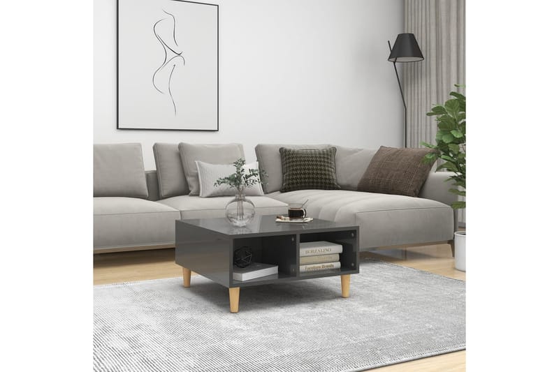 Sohvapöytä korkeakiilto harmaa 60x60x30 cm lastulevy - Huonekalut - Pöytä & ruokailuryhmä - Sohvapöytä