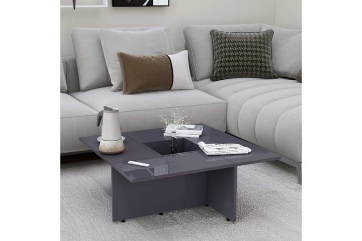 Sohvapöytä korkeakiilto harmaa 79,5x79,5x30 cm lastulevy - Sohvapöytä