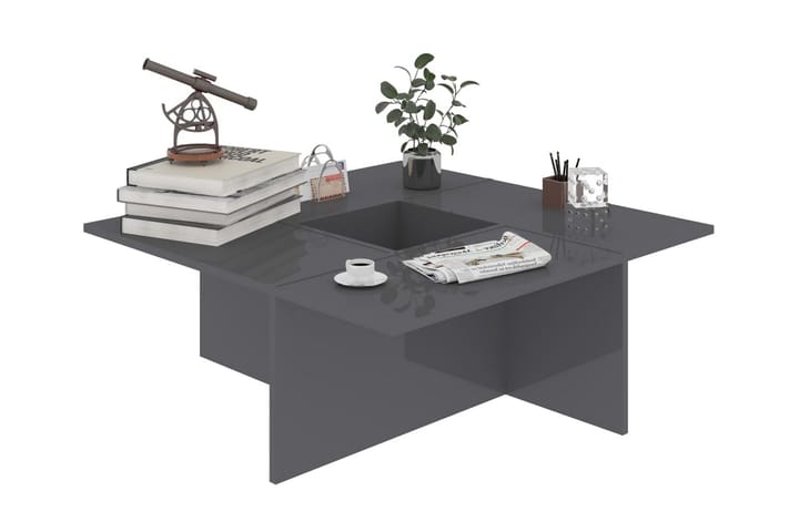 Sohvapöytä korkeakiilto harmaa 79,5x79,5x30 cm lastulevy - Sohvapöytä