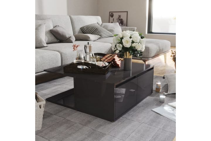 Sohvapöytä korkeakiilto harmaa 80x80x31 cm lastulevy - Sohvapöytä