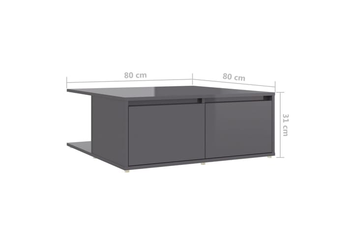 Sohvapöytä korkeakiilto harmaa 80x80x31 cm lastulevy - Sohvapöytä