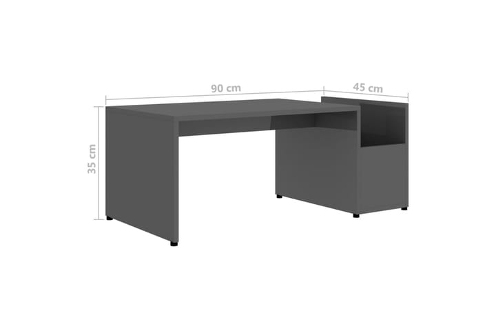 Sohvapöytä korkeakiilto harmaa 90x45x35 cm lastulevy - Harmaa - Sohvapöytä