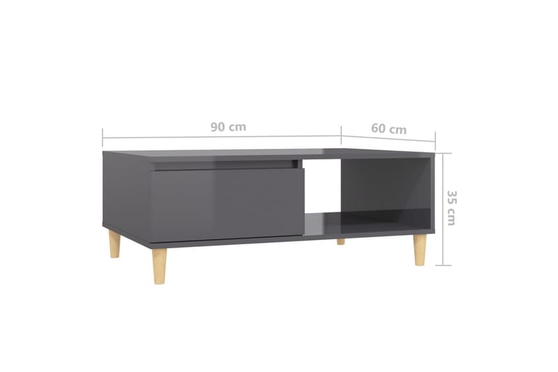 Sohvapöytä korkeakiilto harmaa 90x60x35 cm lastulevy - Harmaa - Huonekalut - Pöytä & ruokailuryhmä - Sohvapöytä