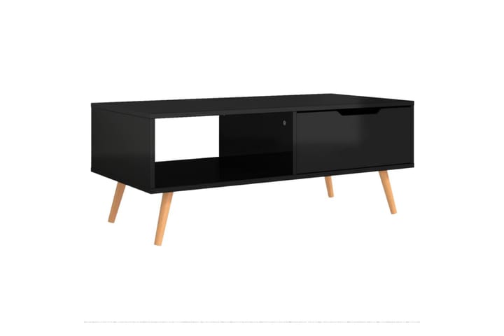 Sohvapöytä korkeakiilto musta 100x49,5x43 cm lastulevy - Musta - Sohvapöytä