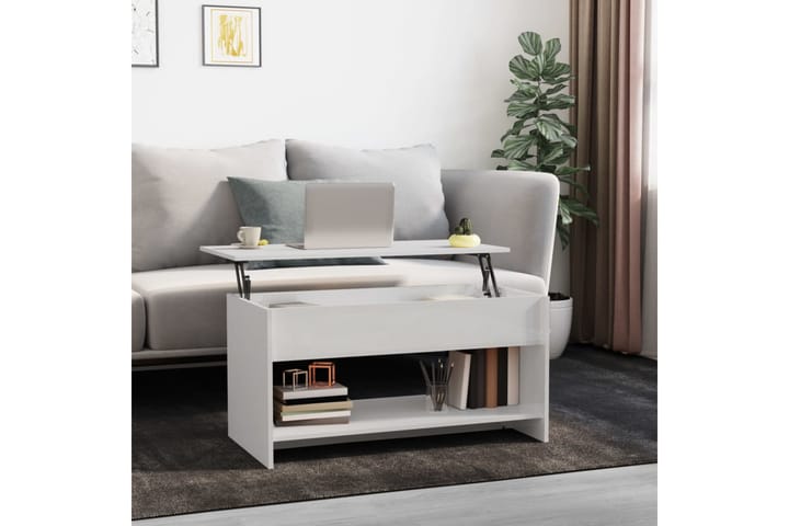 Sohvapöytä korkeakiilto valkoinen 102x50x52,5 cm tekninen pu - Valkoinen - Sohvapöytä