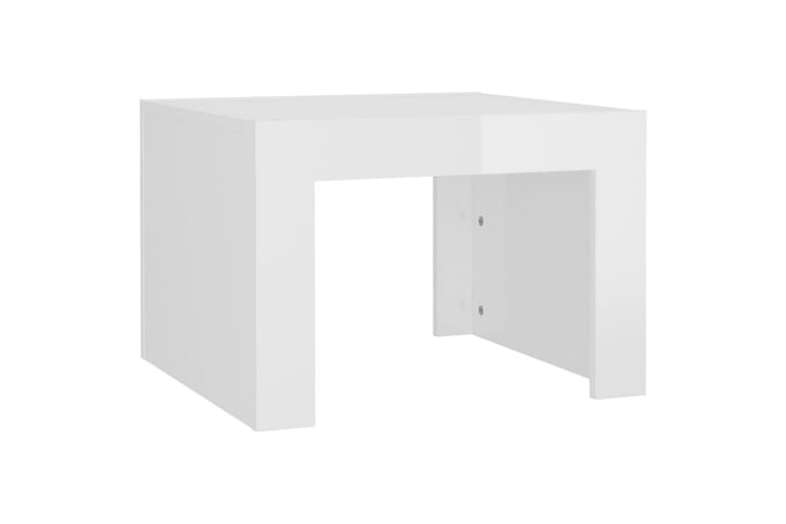 Sohvapöytä korkeakiilto valkoinen 50x50x35 cm lastulevy - Valkoinen - Sohvapöytä