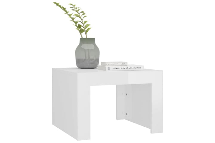 Sohvapöytä korkeakiilto valkoinen 50x50x35 cm lastulevy - Valkoinen - Sohvapöytä