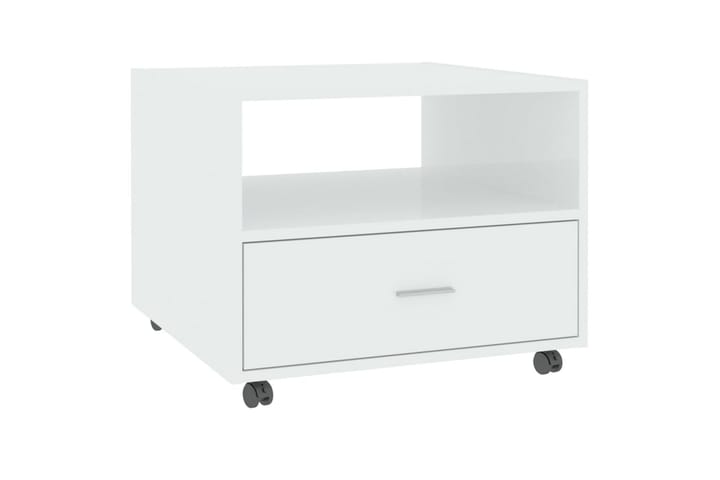 Sohvapöytä korkeakiilto valkoinen 55x55x40 cm tekninen puu - Valkoinen - Sohvapöytä