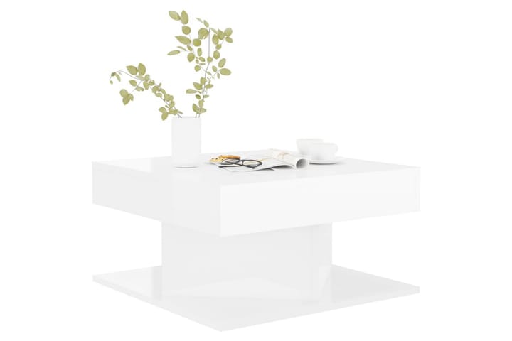 Sohvapöytä korkeakiilto valkoinen 57x57x30 cm lastulevy - Valkoinen - Sohvapöytä