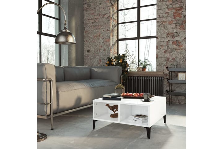 Sohvapöytä korkeakiilto valkoinen 60x60x30 cm lastulevy - Sohvapöytä
