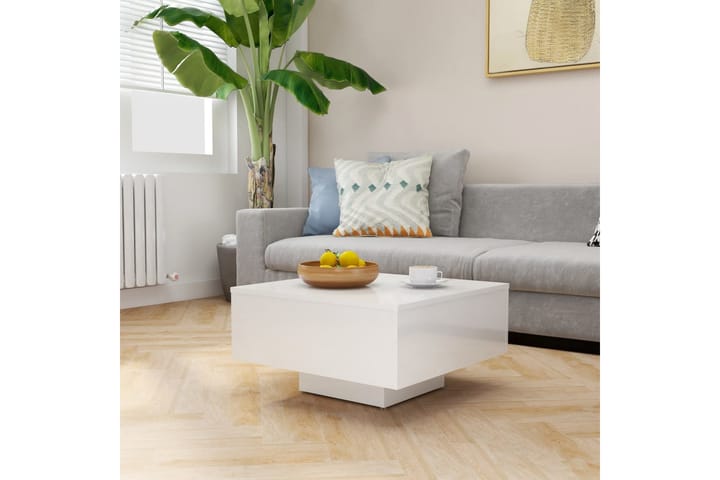 Sohvapöytä korkeakiilto valkoinen 60x60x31,5 cm lastulevy - Sohvapöytä