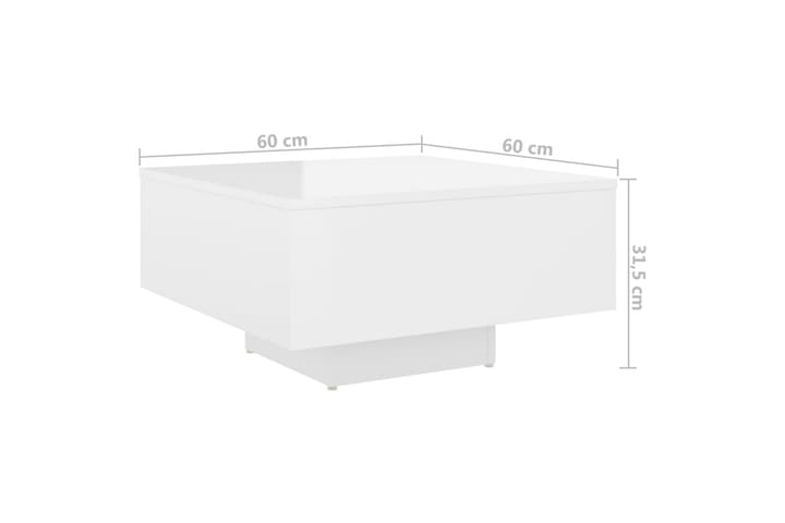 Sohvapöytä korkeakiilto valkoinen 60x60x31,5 cm lastulevy - Sohvapöytä