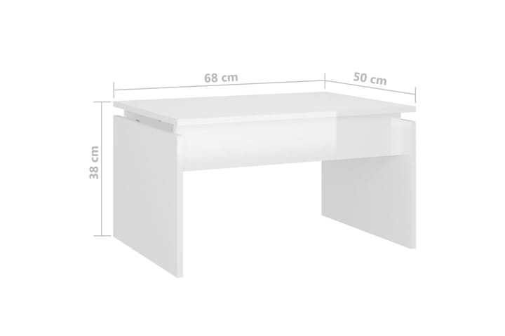 Sohvapöytä korkeakiilto valkoinen 68x50x38 cm lastulevy - Valkoinen - Sohvapöytä