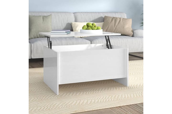 Sohvapöytä korkeakiilto valkoinen 80x55,5x41,5 cm tekninen p - Valkoinen - Sohvapöytä