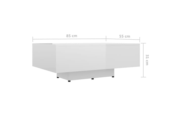 Sohvapöytä korkeakiilto valkoinen 85x55x31 cm lastulevy - Sohvapöytä