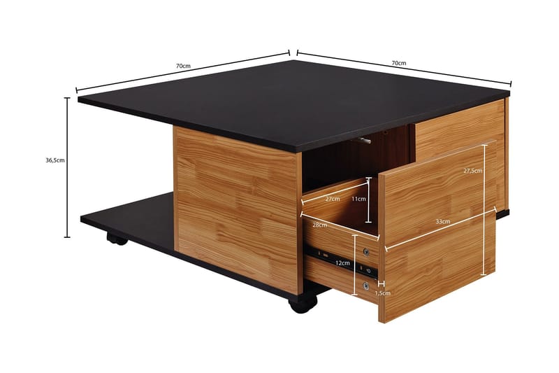 Sohvapöytä Kossey 70 cm - Musta - Huonekalut - Pöytä & ruokailuryhmä - Sohvapöytä