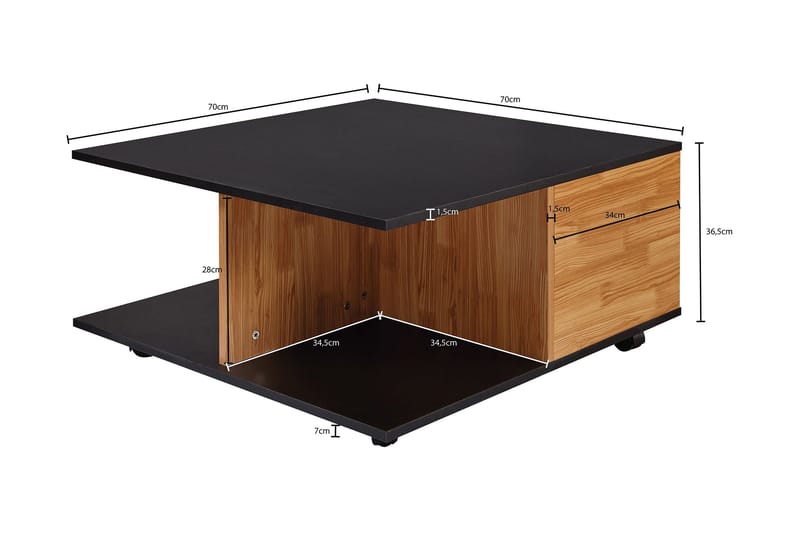 Sohvapöytä Kossey 70 cm - Musta - Huonekalut - Pöytä & ruokailuryhmä - Sohvapöytä