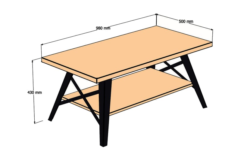 Sohvapöytä Laggartorp 98x43x98 cm - Sininen - Sohvapöytä