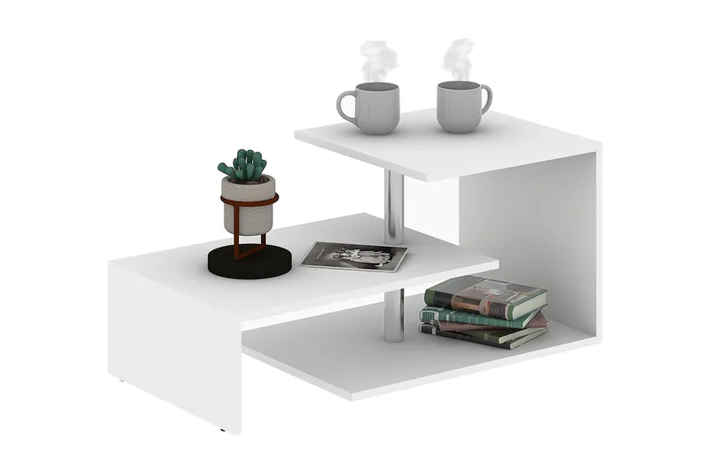 Sohvapöytä Lalenius 100 cm Säilytyksellä Hylly - Valkoinen - Huonekalut - Pöytä & ruokailuryhmä - Sohvapöytä