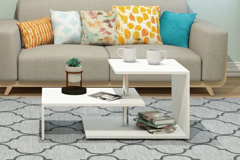 Sohvapöytä Lalenius 100 cm Säilytyksellä Hylly - Valkoinen - Huonekalut - Pöytä & ruokailuryhmä - Sohvapöytä