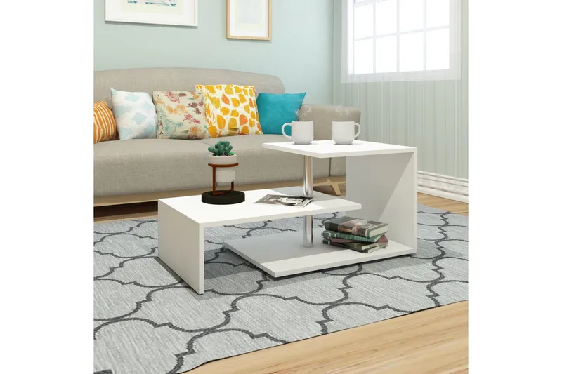 Sohvapöytä Lalenius 100 cm Säilytyksellä Hylly - Valkoinen - Huonekalut - Pöytä & ruokailuryhmä - Sohvapöytä