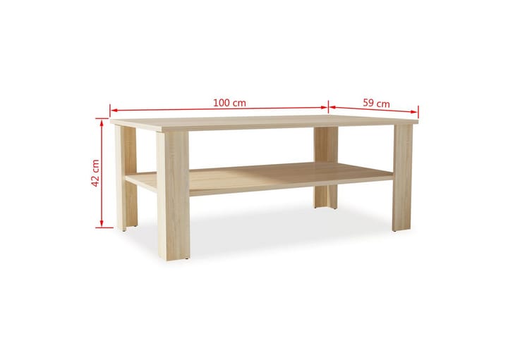 Sohvapöytä lastulevy 100x59x42 cm tammen värinen - Ruskea - Sohvapöytä