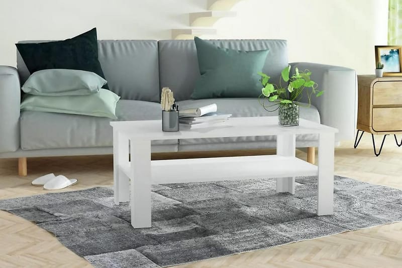 Sohvapöytä lastulevy 100x59x42 cm valkoinen - Valkoinen - Huonekalut - Pöytä & ruokailuryhmä - Sohvapöytä