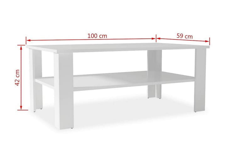 Sohvapöytä lastulevy 100x59x42 cm valkoinen - Valkoinen - Sohvapöytä