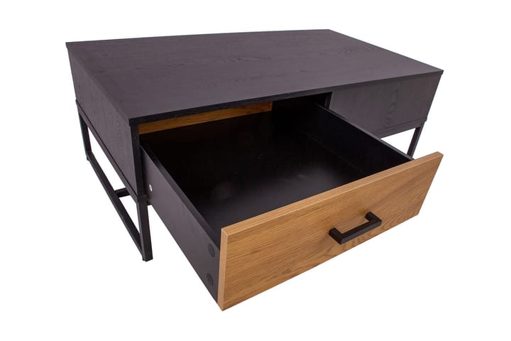 Sohvapöytä Limmen 110 cm Säilytyksellä 2 laatikkoa - Tammenväri/Musta - Sohvapöytä