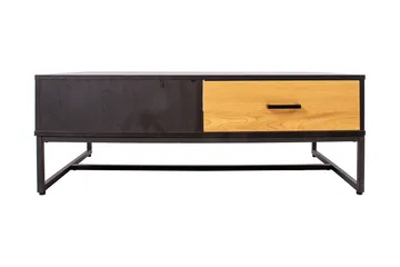 Sohvapöytä Limmen 110 cm Säilytyksellä 2 laatikkoa - Tammenväri/Musta - Huonekalut - Pöytä & ruokailuryhmä - Sohvapöytä - Sohvapöytä säilytystilalla