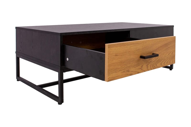 Sohvapöytä Limmen 110 cm Säilytyksellä 2 laatikkoa - Tammenväri/Musta - Huonekalut - Pöytä & ruokailuryhmä - Sohvapöytä