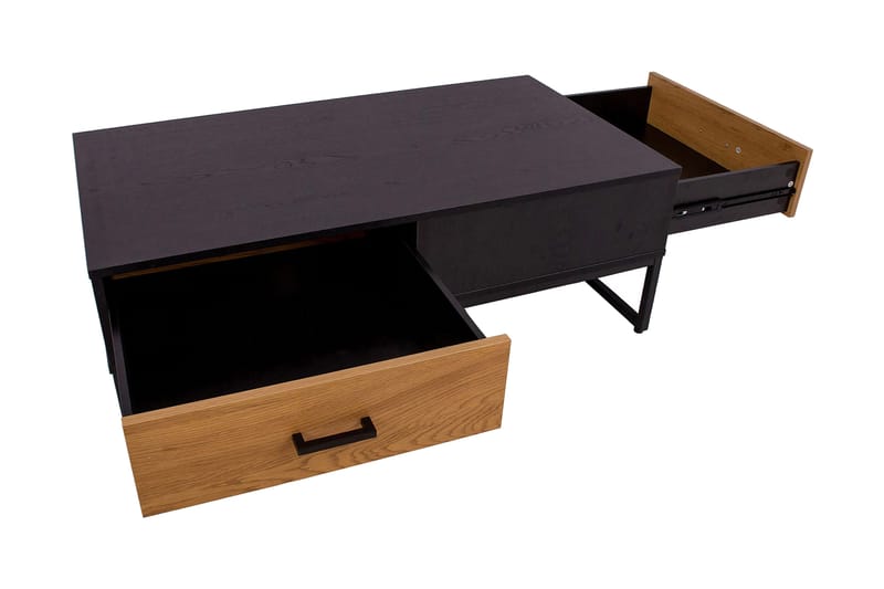 Sohvapöytä Limmen 110 cm Säilytyksellä 2 laatikkoa - Tammenväri/Musta - Huonekalut - Pöytä & ruokailuryhmä - Sohvapöytä