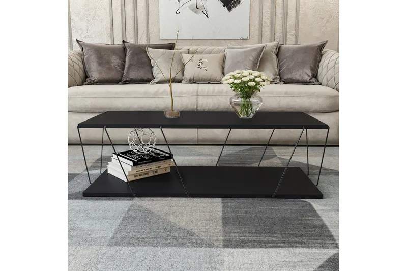 Sohvapöytä Ljusfors 120 cm Säilytyksellä Hylly - Antrasiitti/Musta - Huonekalut - Pöytä & ruokailuryhmä - Sohvapöytä