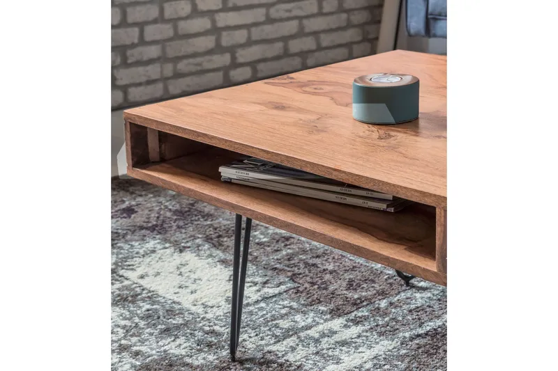 Sohvapöytä Lochside 60 cm Säilytyksellä 2 laatikkoa+Hyllyt - Akaasia/Musta - Huonekalut - Pöytä & ruokailuryhmä - Sohvapöytä