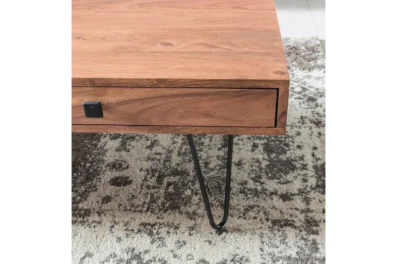 Sohvapöytä Lochside 60 cm Säilytyksellä 2 laatikkoa+Hyllyt - Akaasia/Musta - Huonekalut - Pöytä & ruokailuryhmä - Sohvapöytä