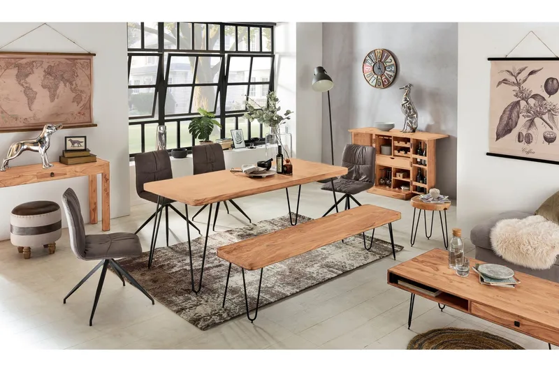 Sohvapöytä Lochside 60 cm Säilytyksellä 2 laatikkoa+Hyllyt - Akaasia/Musta - Huonekalut - Pöytä & ruokailuryhmä - Sohvapöytä