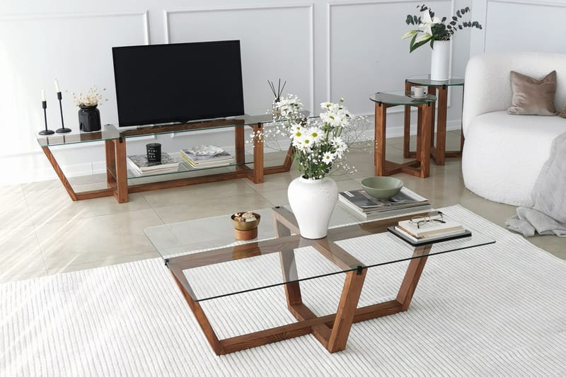 Sohvapöytä Lonaste 105x35x105 cm - Ruskea - Huonekalut - Pöytä & ruokailuryhmä - Sohvapöytä