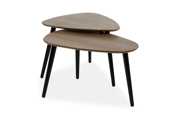 Sohvapöytä Lovitz 62 cm Soikea 2 pöytää - Pähkinä/Musta - Sohvapöytä säilytystilalla - Sohvapöytä - Peilipöytä - Säädettävä sohvapöytä - Kokoontaitettavat pöydät - Marmoripöydät - Sohvapöytä renkailla