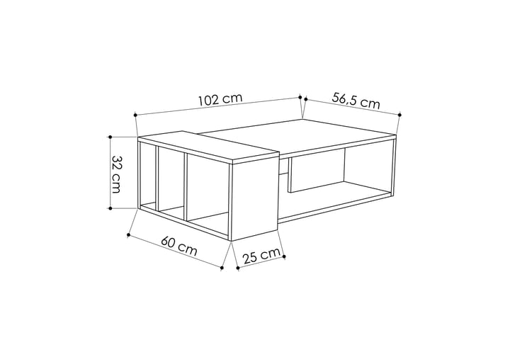 Sohvapöytä Lutchan 102 cm Säilytyksellä Hylly - Tammenväri/Tummanharmaa - Sohvapöytä