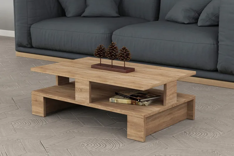 Sohvapöytä Lutchan 80 cm Säilytyksellä Hylly - Tammenväri - Huonekalut - Pöytä & ruokailuryhmä - Sohvapöytä