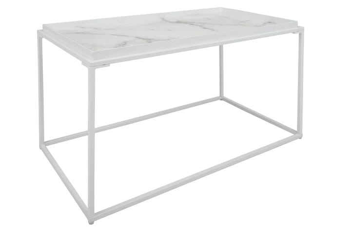 Sohvapöytä Lyness 80 cm Marmorikuvio Suorakaide - Valkoinen - Marmoripöydät - Sohvapöytä