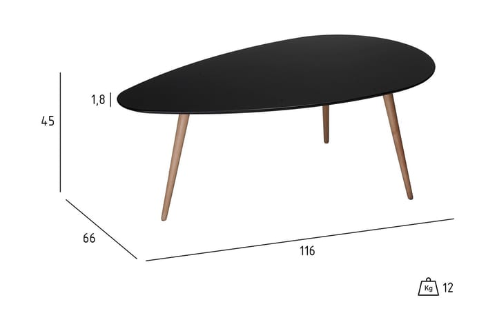 Sohvapöytä Maiara 116 cm Soikea - Musta/Puu - Sohvapöytä