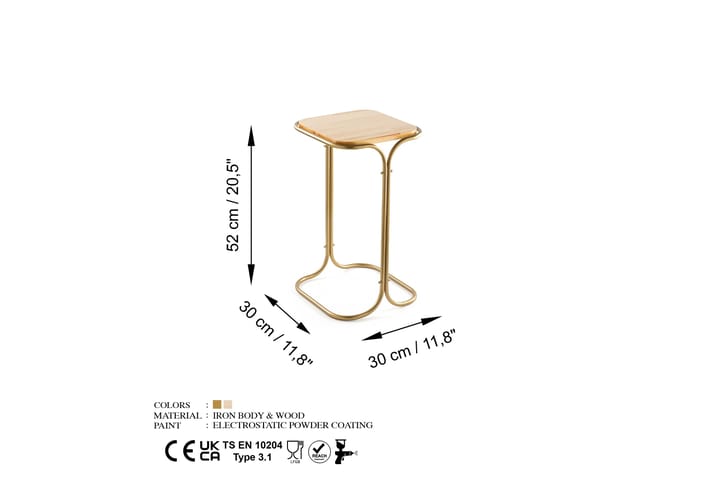 Sohvapöytä Mamta 30 cm - Kulta/Natural - Sohvapöytä