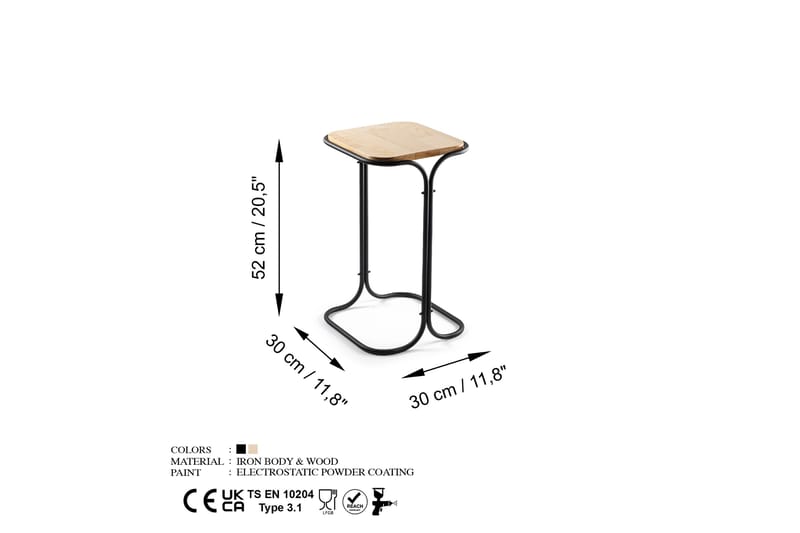 Sohvapöytä Mamta 30 cm - Musta/Natural - Sohvapöytä