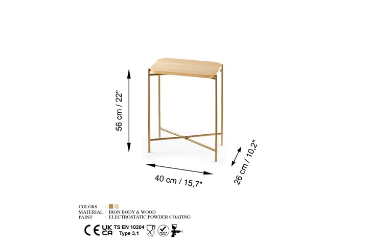 Sohvapöytä Mamta 40 cm - Kulta/Natural - Sohvapöytä