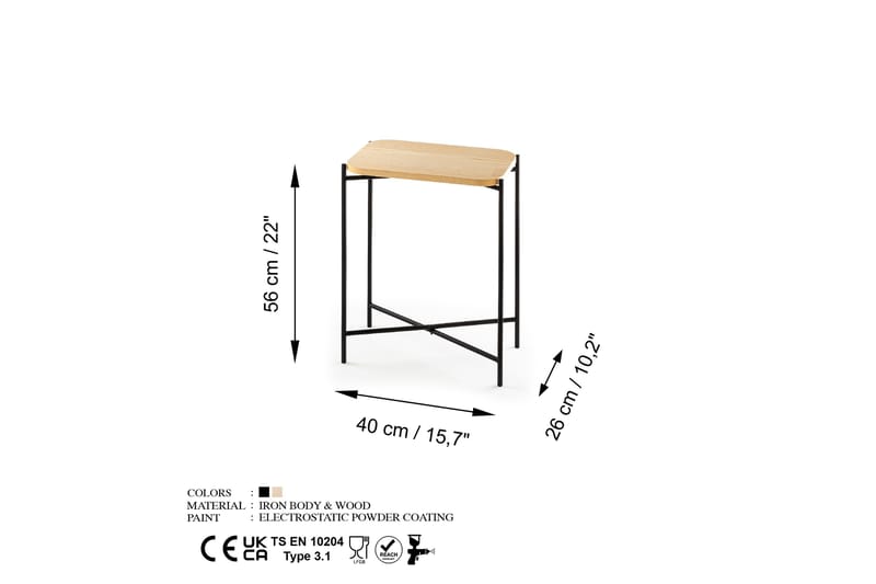 Sohvapöytä Mamta 40 cm - Musta/Natural - Sohvapöytä